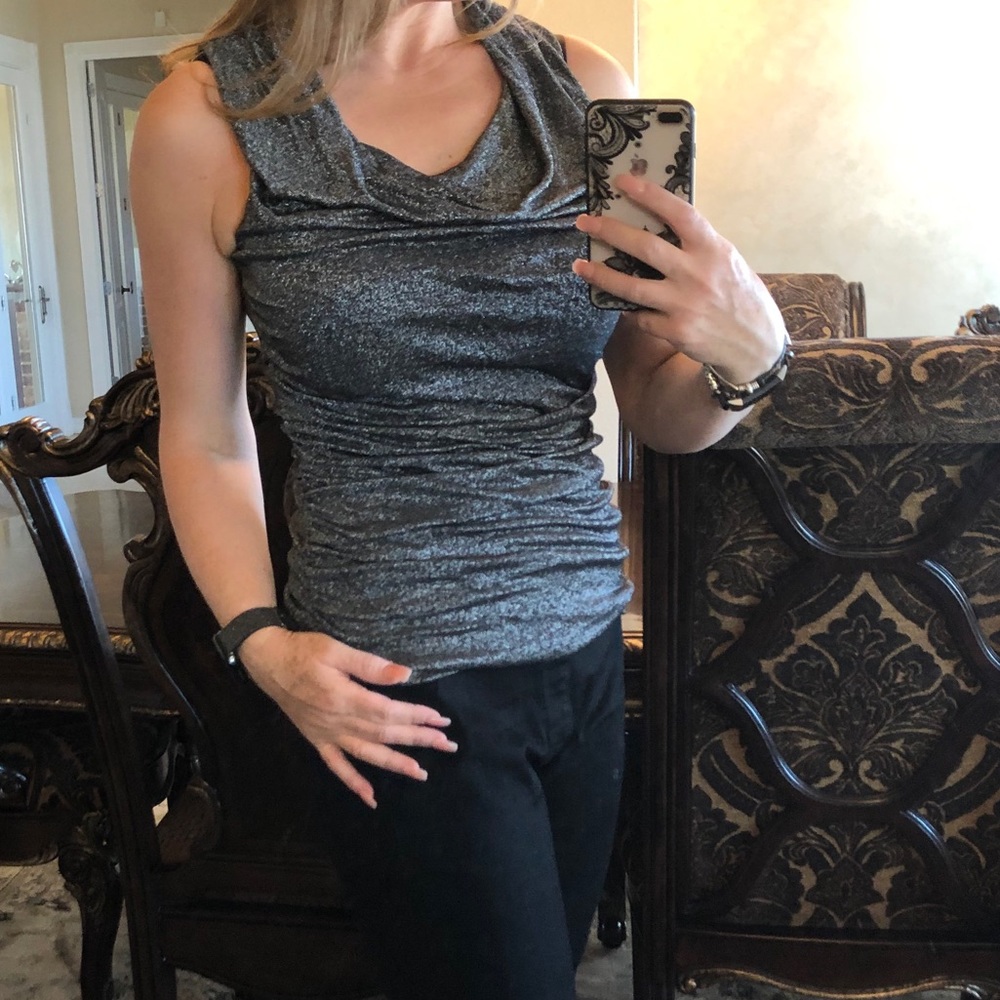 Express silver glitter top